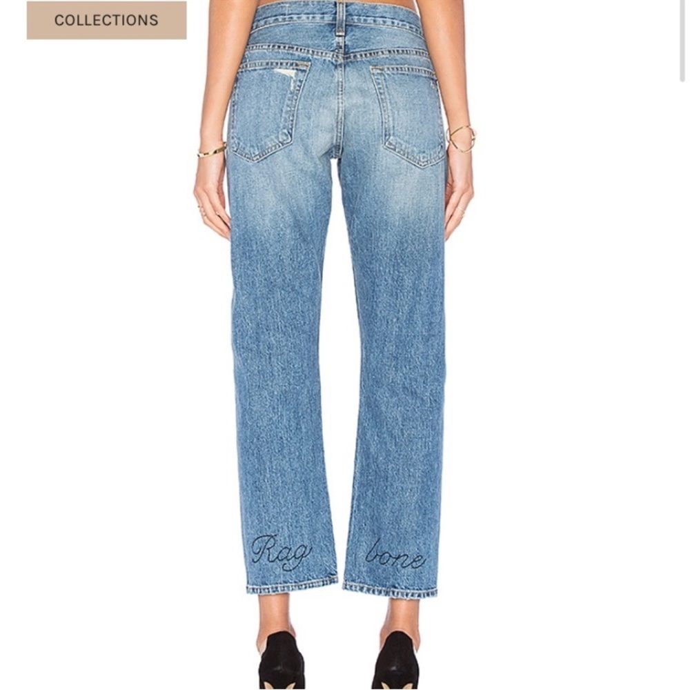 Rag & Bone - Distressed embroidered boyfriend jeans